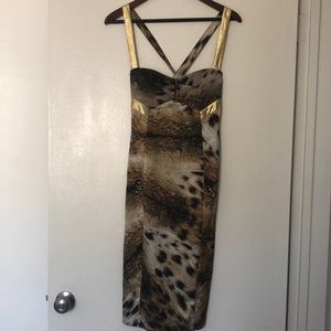 Just Cavalli vintage animal print dress /gold trim